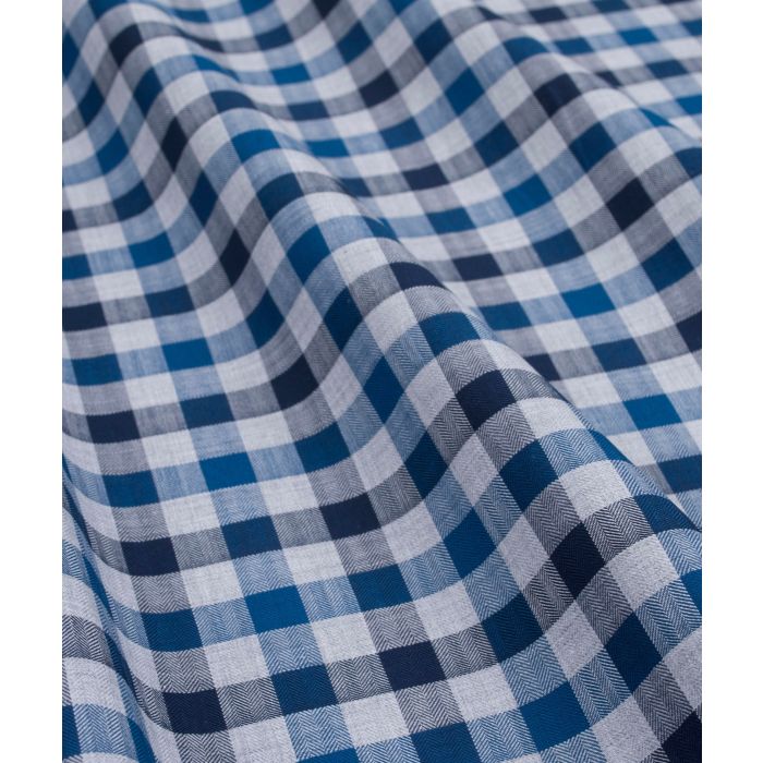 Wessex Blue Herringbone Gingham Flannel Dress Shirt