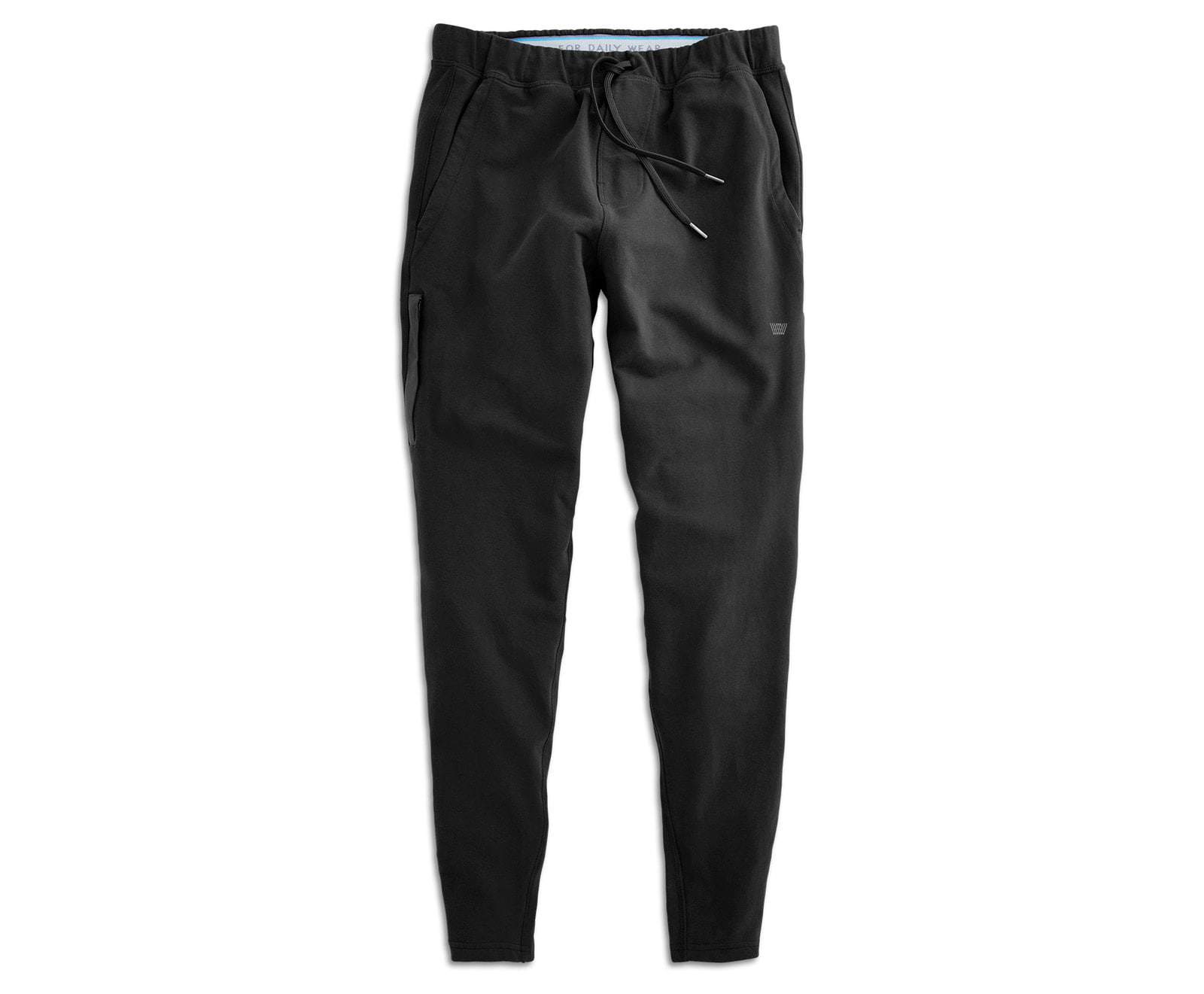Lightweight black athletic joggers with adjustable drawstring waist and side zipper pockets, ideal for daily wear and exercise.