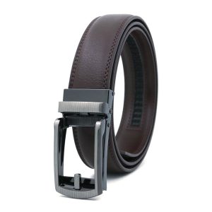 Genuine leather men's brown belt with a sleek silver buckle, perfect for formal or casual wear. Crafted from high-quality material for durability and style. Ideal for complete wardrobe elegance.