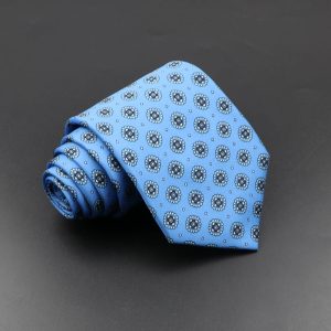 Elegant blue men's tie with a floral pattern, perfect for formal occasions or business attire. Made from high-quality fabric, adds a sophisticated touch to any outfit.