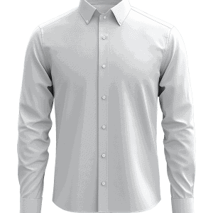 Crisp white dress shirt with a classic collar and button-down front, perfect for formal or business occasions. Tailored fit offers a sleek, professional appearance for office wear or special events.