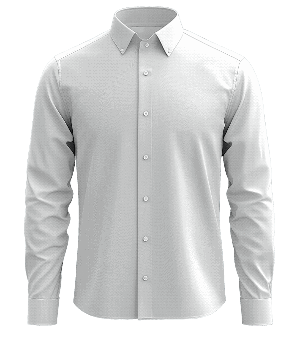Classic white men's dress shirt with button-down collar, suitable for business or formal occasions. Perfect for a professional, polished look.