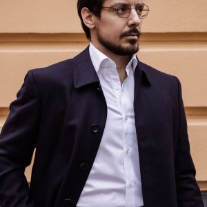 Luxury men's fashion, stylish formal outfit, sophisticated businessman attire, elegant blazer and white shirt, modern men's fashion for business and casual settings.