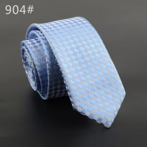 Blue checkered men's necktie for formal wear, stylish silk tie with a modern pattern, ideal for business and special occasions, available at DeoVeritas.