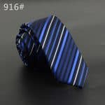 Blue and black striped men's necktie, premium silk fabric, stylish accessory for business or formal wear at DeoVeritas.