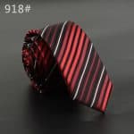Striped red, black, and white silk tie, classic men's accessory for formal occasions, stylish necktie for business or special events, high-quality and elegant fashion statement.