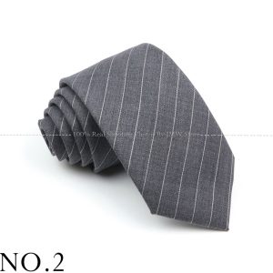 Soft gray pinstripe men's necktie, ideal for business or formal occasions, crafted from high-quality fabric for a polished, professional look.