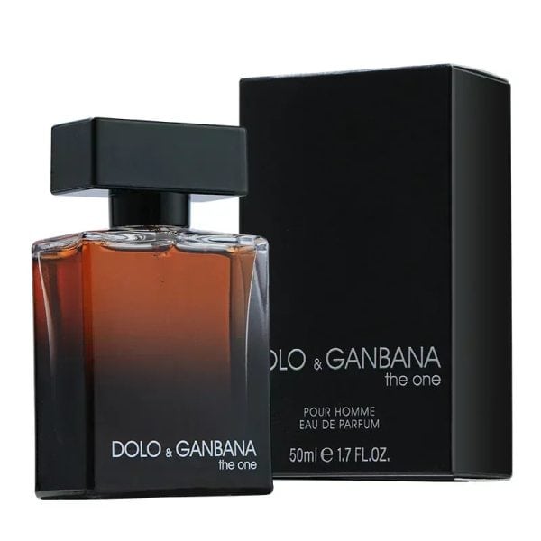 Rich, warm men's perfume bottle with black packaging showcasing the Dolo & Ganbana The One fragrance, perfect for sophisticated style and elegance.