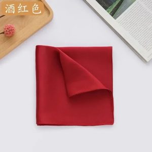 Luxurious red silk handkerchief for men or women, elegant accessory for formal occasions or gifts, high-quality, soft, and stylish.