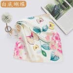 DeoVeritas floral silk scarf with butterfly print, elegant accessory for women, perfect for spring and summer fashion, high-quality handmade silk, stylish and versatile.