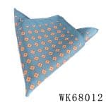 Vibrant blue pocket square with orange geometric floral pattern, perfect for adding a stylish touch to men's formal wear, aligned with DeoVeritas's premium accessories collection.