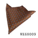 Vegan leather pocket square with a brown floral pattern, perfect for stylish men's accessories and elegant occasions.