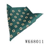 Vegan leather clerical face mask with geometric diamond pattern, green and beige.