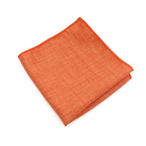 Luxurious orange fabric pocket square for men's fashion, stylish accessory for suits and formal wear, premium quality textile design.