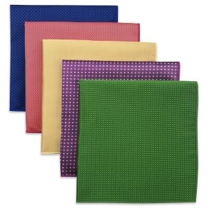 Colorful textured microfiber cleaning cloths in blue, red, yellow, purple, and green for reliable dust and dirt removal. Perfect for home and office use.