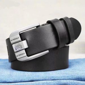 Black leather belt with silver buckle, men's fashion accessory, stylish and durable belt for everyday wear, adjustable waist strap, premium quality leather belt for men, DeoVeritas.