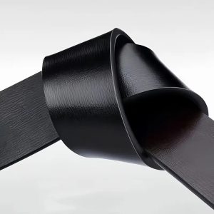 Premium black leather belt with a sleek buckle, ideal for formal and casual wear, combining durability and style.