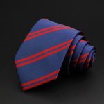 Luxurious blue and red striped men's silk tie, perfect for formal occasions and business attire, featuring high-quality craftsmanship and elegant design.