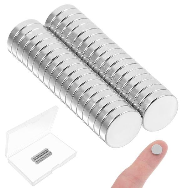 Neodymium magnets, powerful rare earth magnets for DIY crafts, workshops, and educational purposes. Compact and strong, ideal for magnetic applications, included with a storage case.