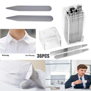 Disposable collar stays and accessories for professional shirt collar stiffening, ideal for office wear and formal occasions, ensuring crisp, wrinkle-free appearance.