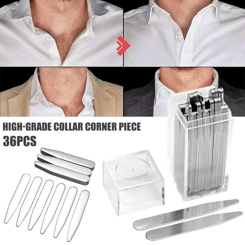 Sharp dress shirt collar improvement before and after using DeoVeritas deodorant, highlighting fresh and clean appearance for men.