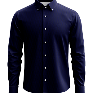Aron Midnight Blue Twill Dress Shirt – 100% Cotton Soft Finish