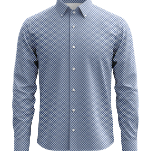 Bahama Blue Geo Dobby Dress Shirt – 100% Cotton Soft Finish
