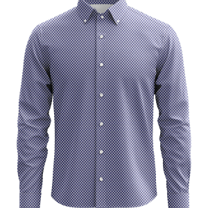 Bali Navy Geo Stretch Dobby Dress Shirt – 96% Cotton, 4% Lycra Soft Finish