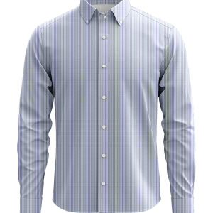 Cobra Blue & White Micro-Stripe Poplin Dress Shirt – 100% Cotton Easy Care