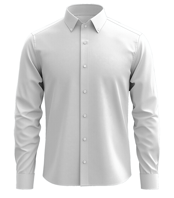 Elegant white dress shirt with classic collar and button-down front, perfect for formal or business occasions, crafted from high-quality fabric for a professional look.