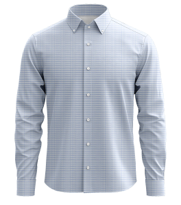 Comfort Duca Blue Check Twill Dress Shirt – 100% Cotton Non-Iron