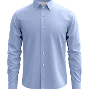 Elegant men's light blue dress shirt, tailored fit with classic collar, perfect for business or formal occasions, made from high-quality fabric for a polished look.