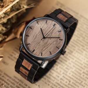 Minimalist Wooden Watch – Black Stainless Steel & Natural Wood