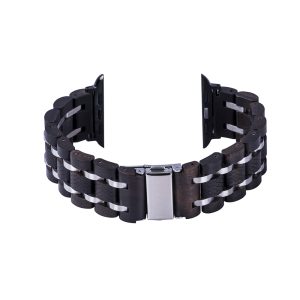 Luxury Ebony Wood & Stainless Steel Apple Watch Band
