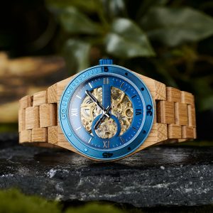 Azure Horizon Automatic Wooden Watch