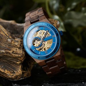 Midnight Azure Automatic Wooden Watch