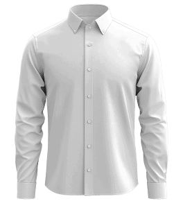 Men's white dress shirt with classic collar and button-down front, ideal for business and formal occasions. Suitable for office wear, professional attire, and versatile styling options.