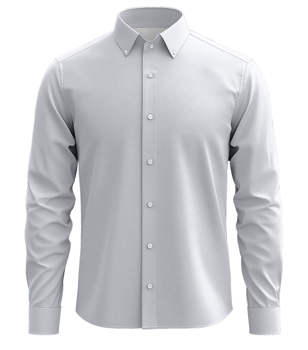 Classic white men's dress shirt, button-up with collar, ideal for business or formal occasions showcasing timeless style.