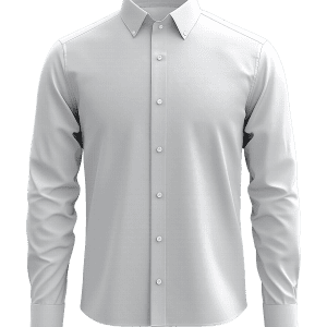Elegant men's white dress shirt with button-down collar, showcasing formal business attire suitable for professional settings and special occasions.