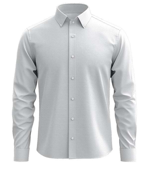 Men's white dress shirt with button-down collar, ideal for professional and formal occasions. Stylish, tailored fit designed for comfort and style, perfect for business settings.
