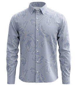 Elegant men's dress shirt with a floral and geometric pattern, perfect for formal and casual occasions, crafted from high-quality fabric for style and comfort.