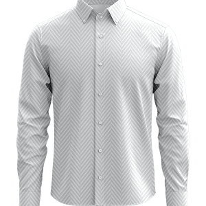 Elegant men's white dress shirt with a subtle herringbone pattern, ideal for professional or formal occasions, crafted from high-quality fabric for a comfortable fit.