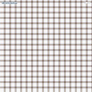Classic plaid pattern fabric with a white background and brown and navy blue intersecting lines, ideal for clothing, accessories, and home decor.
