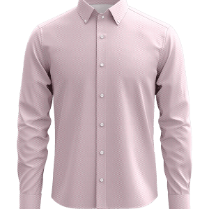 1. Elegant pink patterned men's dress shirt with button-down collar, ideal for formal occasions and professional settings, featuring high-quality fabric and classic style.