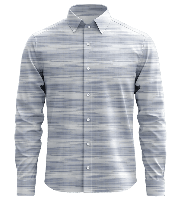 Sharp blue striped dress shirt with button-down collar, ideal for professional or casual wear, styled for men’s fashion and office attire.