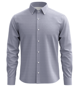 Smart casual men's dress shirt with button-down collar, light gray fabric, tailored fit, suitable for formal and professional occasions. Perfect for office wear or business events.